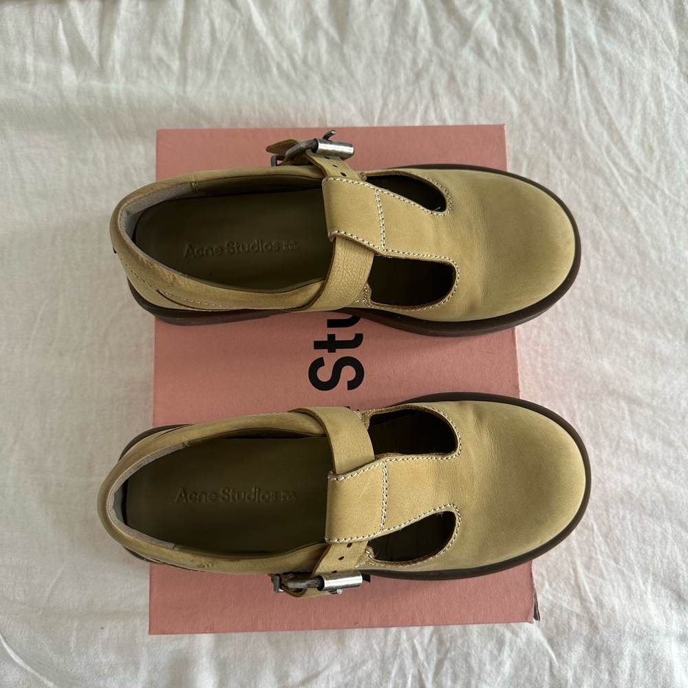 ACNE Khaki Beige Suede Flats with Rubber Sole - Picture 3 of 8